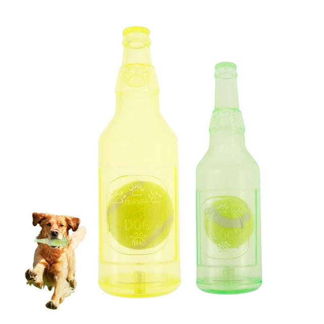 CHOK Dog Bottle Toy Funny Water Bottle Dog Toy Interactive Bottle Chew Toys Safe Dog Water Bottle Chew Toy with Ball Lightweight Dog Bottle Toys for Small Medium Large Dogs Pets