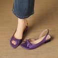 thumbnail image 5 of SACFOF Women Chunky Block Mid Heel Square Toe Sandals Ankle Strap Slingback Bow-knot Party Cute 1.5 Inches Heels, 5 of 6