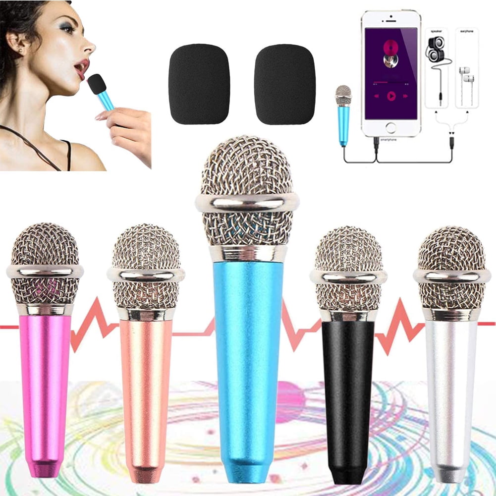 2pack Mini Microphone Tiny Microphone for Mobile Phone Laptop Notebook Apple iPhone Sumsung Android（Silver+Rose Gold） 