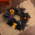 thumbnail image 4 of YIBONIKA 6-Piece Candle Rings Wreath with Artificial Maple Leaf Sunflowers, Halloween Home Decor, 4 of 6