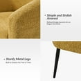 thumbnail image 4 of Boucle Accent Chair Barrel Chair Metal Legs Upholstered Chenille Lounge Single Sofa Bedroom Living Room Yellow, 4 of 9