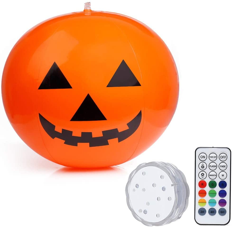 16 inches Halloween Inflatable Pumpkin Decorations Halloween Holiday Outdoor Yard Decorations with Waterproof Multicolor LED Lights and Remote Control Inflatable Ghost