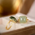 thumbnail image 3 of Womens Adjustable Retro Jade Ring Ethnic Gold Plated Inlay Artificial Gemstone Jewelry Statement Piece Jewelry, 3 of 5