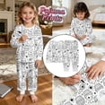 thumbnail image 2 of Yuncity Girls Pajamas Halloween Printed Hand Drawn Long Sleeve Sleepwear Loungewear 2 Piece Outfitfor Daily Lounging Size 3-4 Years White, 2 of 8