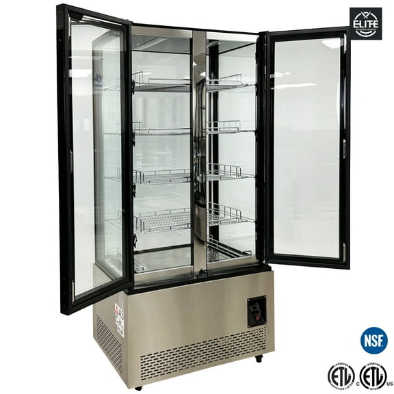 78in. Commercial Merchandiser Glass Door Freezer 4 Side Display Showcase 23 Cu.Ft. Auto DefrostNSF ETL