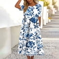 thumbnail image 6 of TaTaai Women's Floral Print Short Sleeve Knee-Length Dress with Round Neck, Breathable Fabric, and Casual Summer Style Gift, 6 of 7