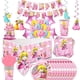 thumbnail image 2 of Suministros de fiesta de princesa Peach para niños y niñas, vasos, platos, mantel, servilletas, adorno de pastel, globo, decoraciones de cumpleaños, Baby Shower, 2 of 4