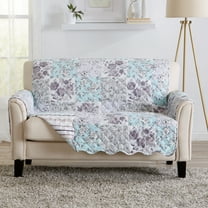 Great Bay Home Floral Patchwork Reversible Washable Pet Furniture Protector (54" Love Seat, Gray / Aqua)