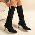 thumbnail image 4 of Wowcloth Women's Winter Boots – Stacked Fold Knee-High Pointed Toe Stiletto Heel Solid Color Casual Fashion Boots, 4 of 9