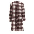 thumbnail image 4 of Women's Long Plaid Shirt Jacket Shacket Button Down Thin Casual Over Shirt Long Sleeve Trench Coat Outerwear Cardigans, 4 of 5