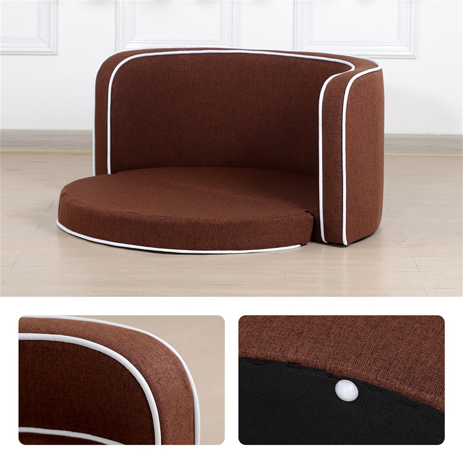Pefilos 35" Round Pet Sofa, Dog Sofa Beds, Cat Sofa BedS, Brown Pefilos 35" Round Pet Sofa, Dog Sofa Beds, Cat Sofa BedS, Brown