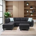 thumbnail image 7 of AENKYO 98" L-Shaped Sectional Sofa with Reversible Chaise, Storage Ottoman & Cup Holders, Charcoal Gray, 7 of 7