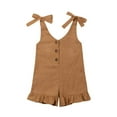 thumbnail image 1 of Baby Girls Summer Sleeveless Romper Lace-up Button Down Ruffled Jumpsuit, 1 of 9