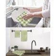 thumbnail image 5 of Green Plaid Kitchen Dish Towels for Drying Dishes Set of 2, Gradient Geometric Buffalo White Checkered Waffle Weave Microfiber Hand Tea Bathroom Towels Quick Dry & Absorbent Towel 12x12, 5 of 7