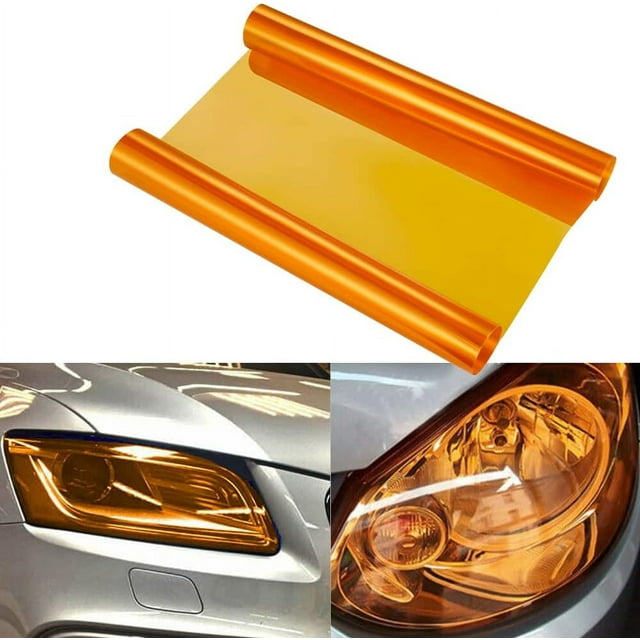 Película de vinilo autoadhesiva (naranja) - 30 x 120 cm - para faros antiniebla y luces traseras de coche
