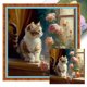 thumbnail image 1 of Kit Punto Cruz Con Gato Y Flores Hilo Algodón Ecológico Bordado 18CT, 1 of 9