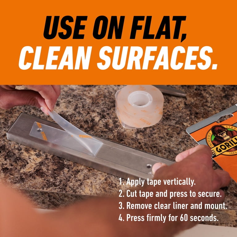 Gorilla Clear Mounting Tape, 60 in Roll, Crystal Clear photo 3