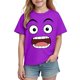 thumbnail image 5 of Blusas y camisas de manga corta con cuello redondo para niños y niñas, color liso, con estampado de expresión linda, manga corta, holgadas y cómodas, blusa para niña, 5 of 6