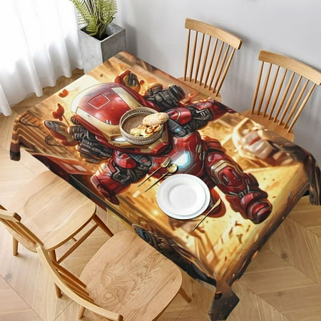 Iron Man Tablecloth Chic Table Cloth Novelty Print Table Cover Waterproof for Dinner Kitchen Picnic Party 54x72in