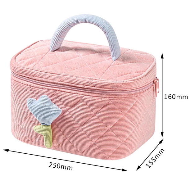 Bolsa de cosméticos Kawaii Organizador de pana Cubo Estuche de maquillaje Neceser Rosa L Sywqhk Para Estrenar