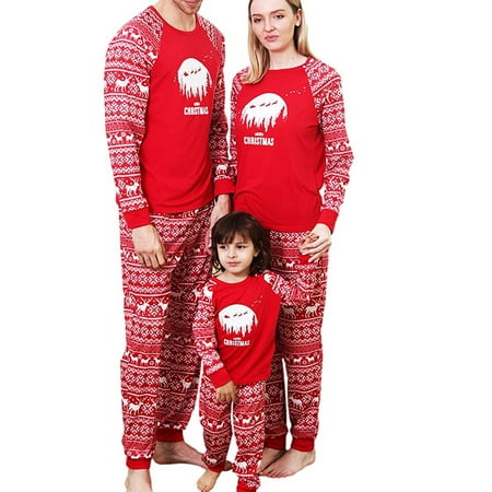 

JBEELATE Family Matching Christmas Pajamas Set Holiday Pajamas Sleepwear Dad Mom Baby Girl Boys PJs Red