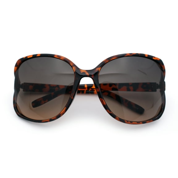 Womens Large Exposed Side Lens Butterfly Plastic Sunglasses Tortoise - Gradient Brown