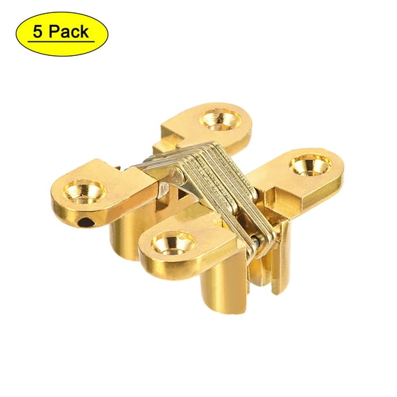 Unique Bargains 5Pcs Invisible Concealed Cross Hinges Wooden Doors, 43 x36x12mm, Zinc Alloy