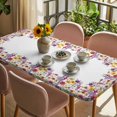 thumbnail image 3 of Purple Lavender Table Cloths for 4 Foot Rectangle Tables, Watercolor Floral Daisy Botanical Spring Patio Waterproof Elastic Fitted Tablecloths, Washable Rectangular Table Cover for Camping, 3 of 8