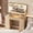 Oak, variant on 44" Vanity Desk with Mirror and Lights, Glass top Makeup Table with Fluted Storage Drawer, Cabinet,3 LED Lights Modes, Power Outlet for Bedroom