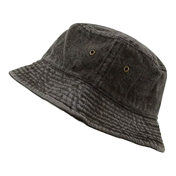 Hhhc Washed Cotton Denim Bucket Hat Fisherman's Hat 1pcs