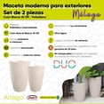 thumbnail image 4 of Macetas modernas set de 2 piezas para exteriores Málaga color blanco White off de Polietileno ultra ligera Artego Japi hecho en Brasil, 4 of 7