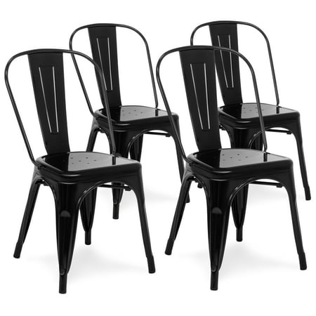 Metal Dining Chairs For Sale Best Choice Products Metal Industrial Distressed Bistro Chairs for Home, Dining Room, Cafe, Restaurant Set of 4, Black ()