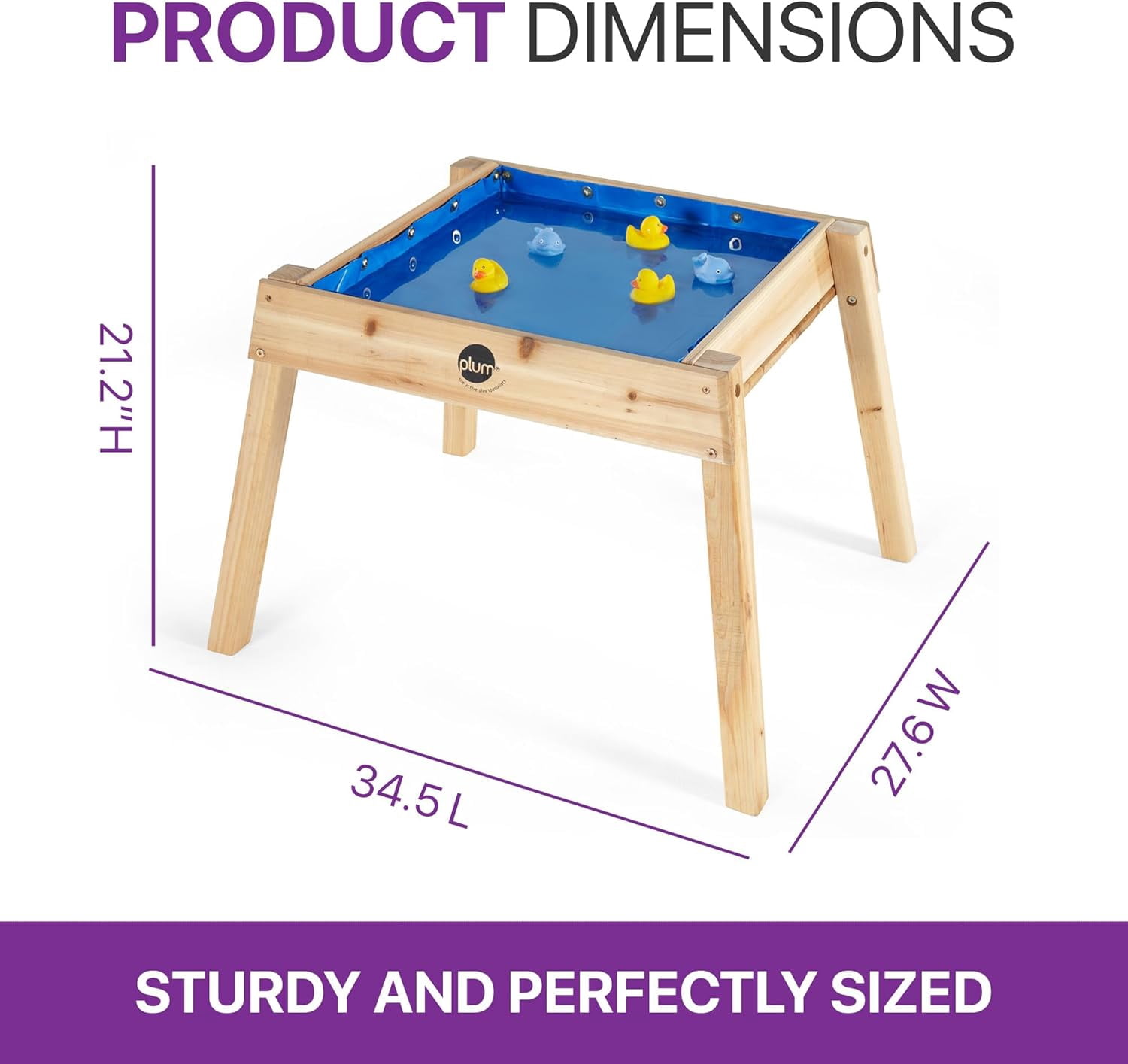 Plum® Wooden Sand and Water Table with Cover - Toddler Sensory Toys, Summer Outdoor Games for Kids, Backyard Build & Splash Activity, Sturdy Sandbox Playset, Weatherproof, Easy to Clean, Age 2+ Years