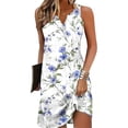 thumbnail image 1 of TaTaai Women Retro Print V-Neck Sleeveless Short Dress Loose Casual Fashion Dress Ladies Spring Summer Outdoor Wear Lightweight Breathable Non-See-Through Dress Gift, 1 of 8