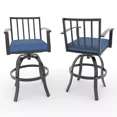 thumbnail image 6 of ASJMR 5 Pieces Patio Swivel Bar Set, Outdoor Metal Bar Stools for 4, High Top Table & Cushioned Chairs for Backyard, Poolside, Porch, Blue, 6 of 6