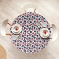 thumbnail image 4 of Ambesonne 4th of July Fitted Round Tablecloth, Grunge Pattern USA, 56"- 60" Diameter, Ruby Violet Blue White, 4 of 5