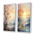 thumbnail image 3 of Designart "Bold Sunrise magic Renewal II" Sunrisesunset Framed Wall Art Set Of 2 - Yellow Landscapes Frame Gallery Set For Office Decor, 3 of 6