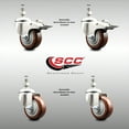 thumbnail image 2 of 3.5 Inch 316SS Maroon Poly Swivel 10mm Threaded Stem Caster Set 2 Lock Brake, 2 of 2