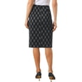 thumbnail image 3 of INSPIRE CHIC Midi Plaid Skirts for Women High Waisted Knee Length 2025 Casual Bodycon Pencil Skirts S Black, 3 of 6