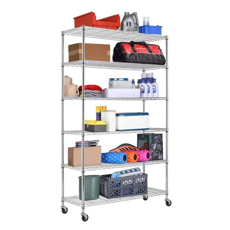 

Furinno Wayar 6-Tier Metal Storage Shelf Rack 48 x 18 x 82 Chrome