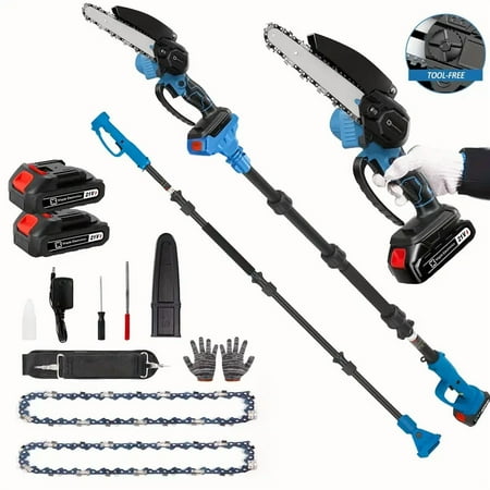 HOTREE Cordless Pole Saw, 20V Telescoping Electric Tree Trimmer with Adjustable Length and Chain, Battery and Charger Included