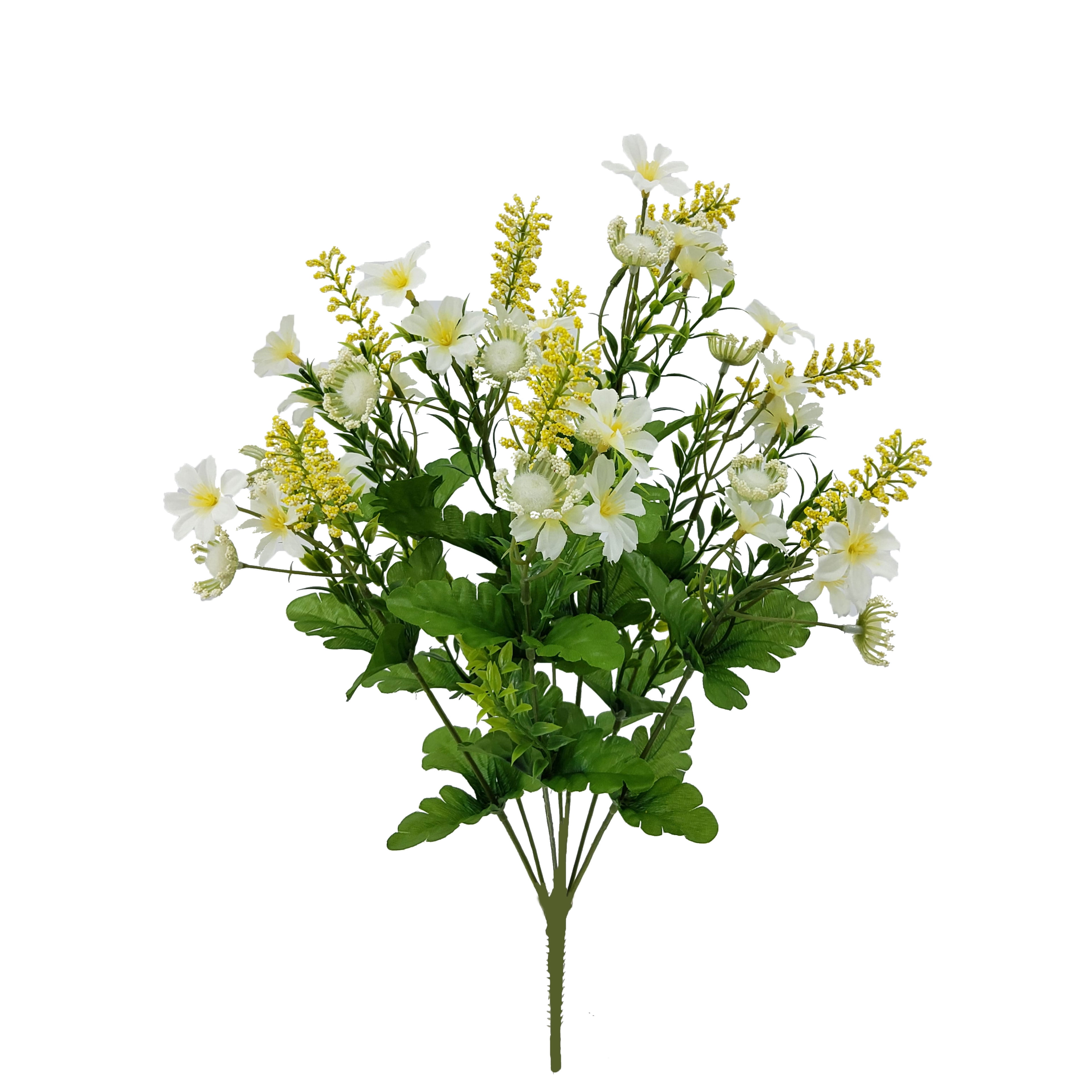 Mainstays 18" Artificial Flowers, Wild Flower Bush, White Color