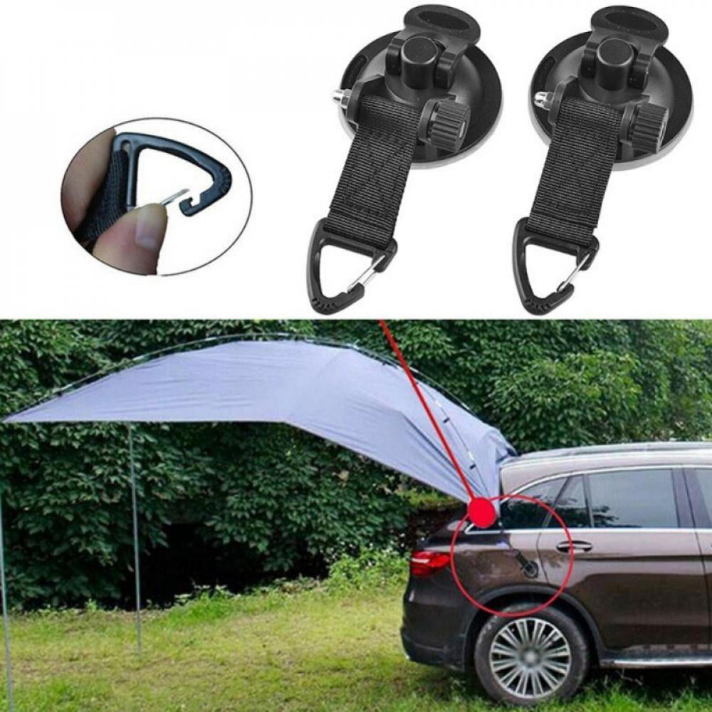 2 Strong Sturdy Suction Cups Tie Down w/Hooks for Car Awning Camping Tarp Boat