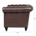 thumbnail image 4 of 1 Seat Sofa Chair Singe Sofa PU Rolled Arm Sofa with Silver Studs Trim and Solid Wooden Legs, Super Classic Living Room Sofa with Supple Leather, Chaise Lounge Sofa TV Sofa Upholstered Arm Sofa, 4 of 9