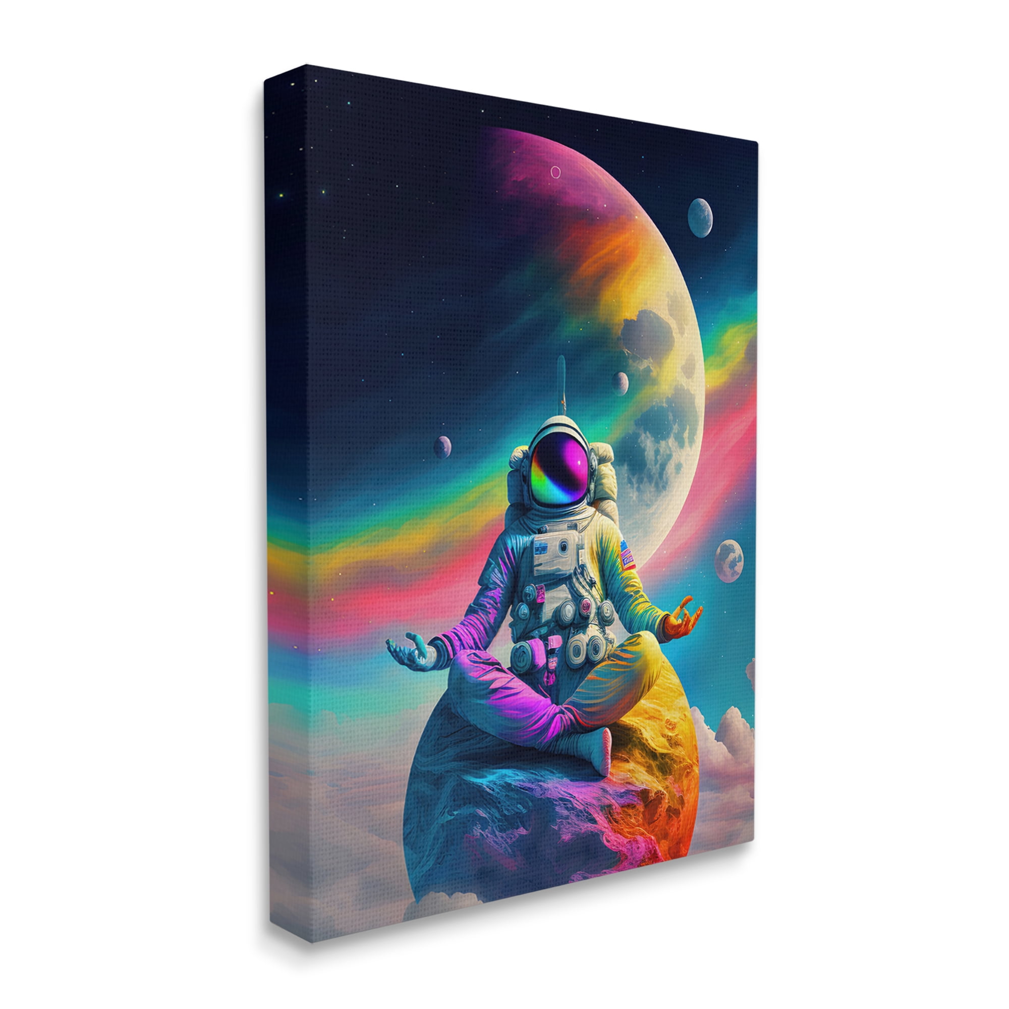 Stupell Industries Astronaut Meditating on Moon Novelty Painting Gallery Wrapped Canvas Art Print Wall Art, 24 x 30
