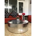 thumbnail image 2 of NauticalMart Aluminum Drum Shaped Coffee Table Hammered Coffee Table Aviator Living Room Furniture - Office Decor & Office Furniture (40 inches), 2 of 6
