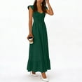 thumbnail image 4 of QUNYINEY Casual Summer Dresses for Women Sleeveless Green Midi Sundress Loose Fit A Line Pleated V Neck Dresses, 4 of 6