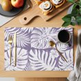 thumbnail image 2 of Palm Tree Monstera Placemats Set of 4 Purple White Leaf Boho Botanical Tropical Place Mats Indoor Wipeable Table Mats Washable Cloth Dining Table Placemats for Kitchen Holiday Party Decor 13x19 Inch, 2 of 9