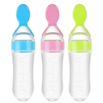 3 Pack Baby Food Feeder, 3 Oz Silicone Baby Feeder, 3 Colors Food Dispensing Spoon, Squeeze Spoon for Boys Girl Kids Toddlers