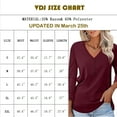 thumbnail image 3 of Button Tops for Women Casual Fit V Neck Fall Tshirts Shirts 3/4 Sleeve Comfort Cozy Wine Red Tunic Tee Clothing Size XL, 3 of 8